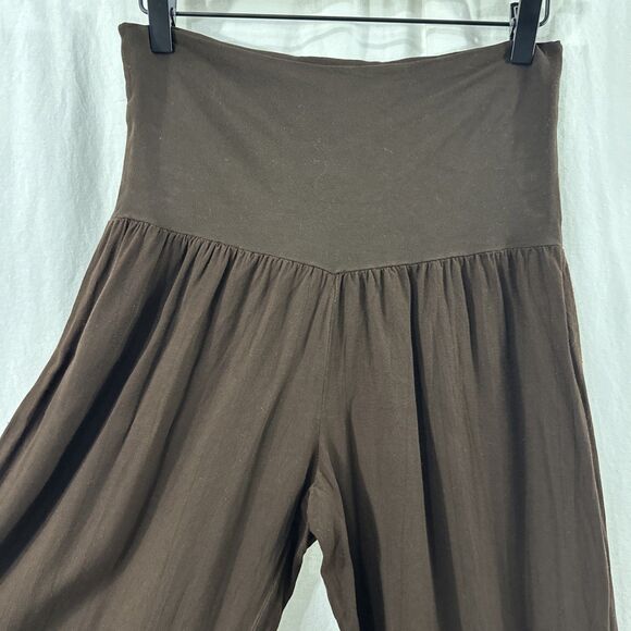 Baik Baik Brown Wide Leg Fold Over Ruffle Hem Pull On Pants Womens S/M Boho - Picture 11 of 11
